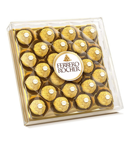 Ferrero Rocher chocolates - 25 pieces in a golden gift box, perfect for gifting, Women's Day Chocolates and same-day delivery in Dubai.