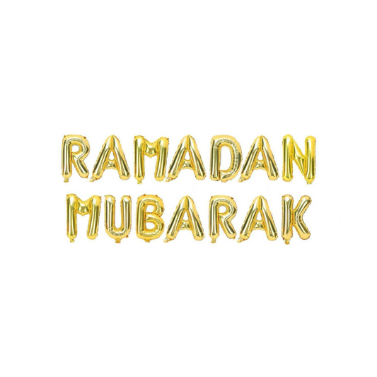 Alphabets Ramadan Mubarak - Golden Foil Balloons