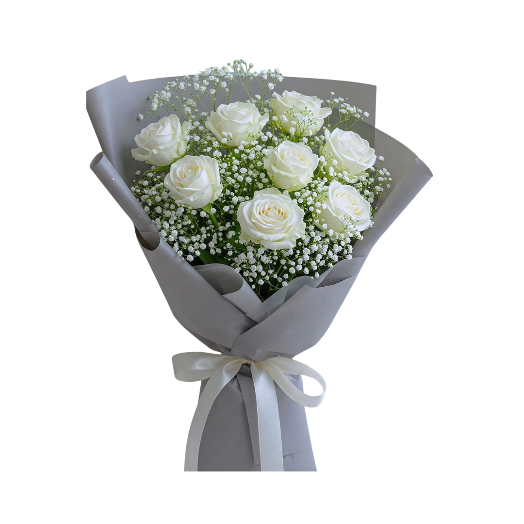 Mother's Day white rose bouquet